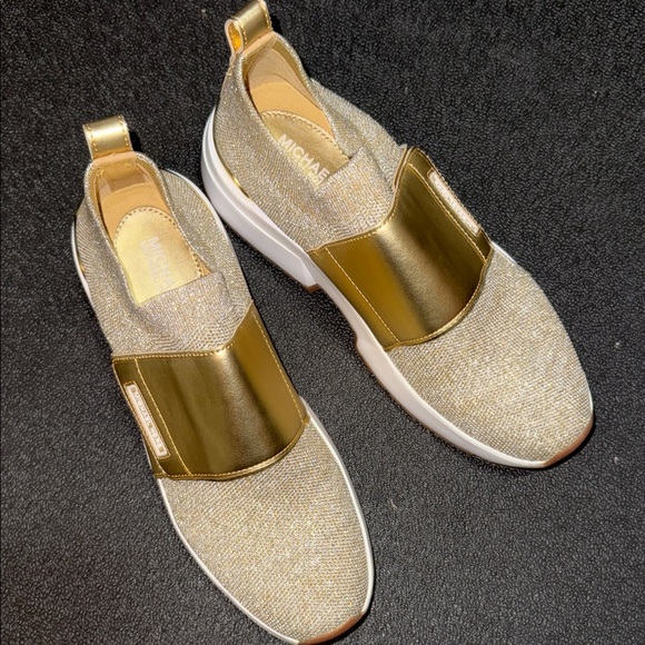 Michael Kors Metallic Gold Slip-On Sneakers 7 - Picture 2 of 5